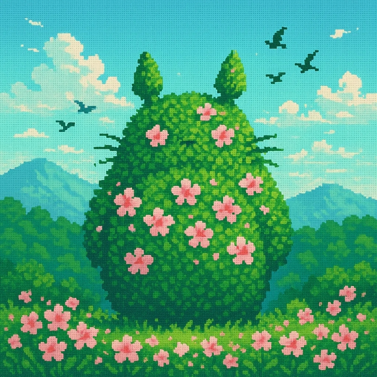 Pixelated Totoro Forest Scene.png