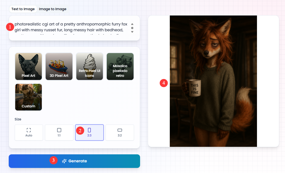 text to image with AI Pixel Art